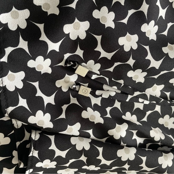 Michael Kors Floral Black and White Ruffled Cold Sleeve Blouse - Picture 9 of 9